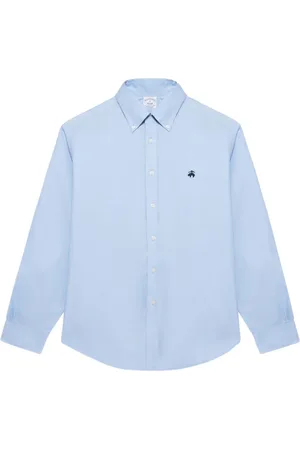 Brooks Brothers Skjorte, Herre, Blå, 2XL, Bomuld, Regular Fit Non-Iron Stretch Supima Bomulds Casual Skjorte med Button-Down Krave