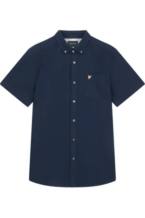 Lyle & Scott Skjorte, Herre, Blå, M, Bomuld, Kortærmet Cotton Slub Skjorte
