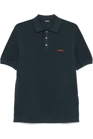 Ermenegildo Zegna Top, Herre, Blå, 3XL, Bomuld, Bomulds Polo Shirt med 3 Knapper