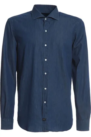 FAY Skjorte, Herre, Blå, L, Denim, Denimskjorte