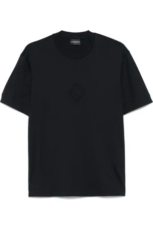 Emporio Armani Top, Herre, Blå, 2XL, Bomuld, Bomuld T-shirt med Designerstil