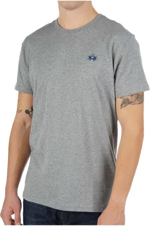 La Martina Top, Herre, Grå, 3XL, Bomuld, T-shirt med broderet logo