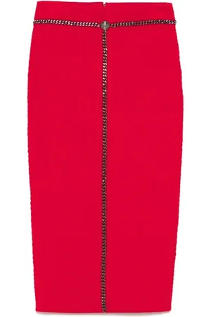 Elisabetta Franchi Nederdel, Dame, Rød, M, Polyester, Chained Midi Skirt