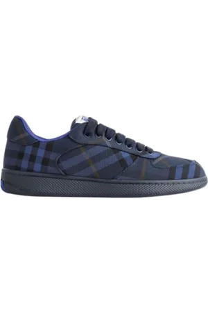 Burberry Sko, Dame, Blå, 44 EU, Bomuld, Check Terrace Sneakers