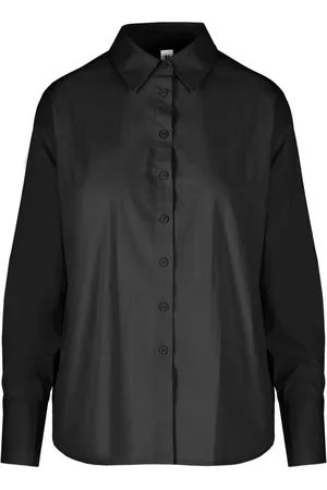 Bomboogie Bluser & Skjorter, Dame, Sort, L, Bomuld, Stretch Satin Bomuldsskjorte