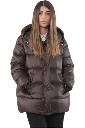 iBlues Jakke, Dame, Brun, XL, Uld, Brun Vinterfrakke med Hætte