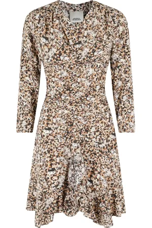 Isabel Marant Kjole, Dame, Flerfarvet, L, Elegant Octavia Kjole i okker og ecru