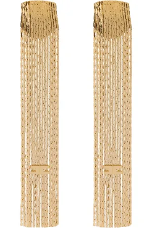 Elisabetta Franchi Tilbehør, Dame, Gul, ONE SIZE, Uld, Hængende Logo Øreringe