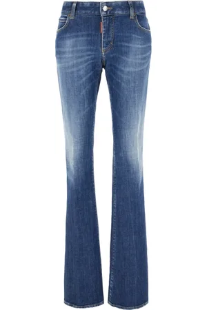 Dsquared2 Jeans, Dame, Blå, M, Bomuld, Logo Patch Flared Jeans
