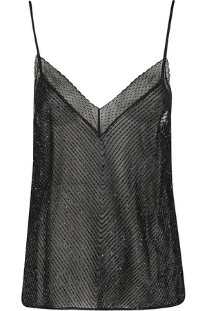 Elisabetta Franchi Top, Dame, Sort, S, Polyester, Broderet Ærmeløs Top