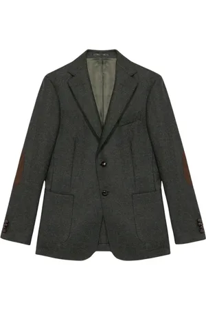 Brooks Brothers Jakke, Herre, Grøn, 2XL, Uld, Regular Fit Uld Blazer med Albuelapper