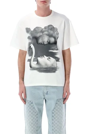 MISBHV Top, Herre, Hvid, L, Bomuld, Hvid Crew Neck T-shirt med Prints