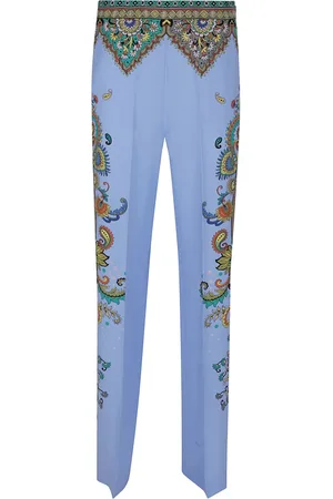 Etro Bukser, Dame, Blå, S, Uld, Blå Silkebukser Elegant Stilfuld