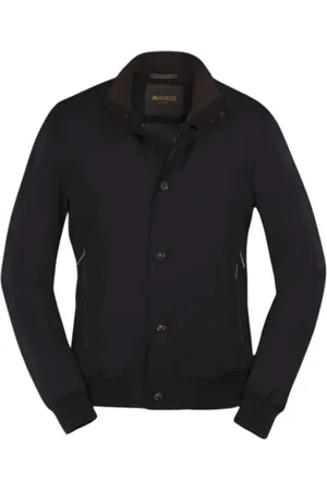 MOORER Jakke, Herre, Blå, 4XL, Acqua Line Bomberjakke med Ruskindsdetaljer