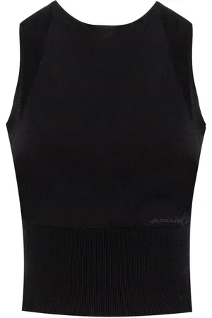 ERMANNO SCERVINO Top, Dame, Sort, S, Ribstrikket top med rund hals og logo