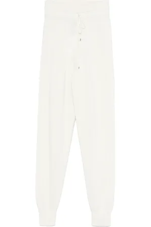 ERMANNO SCERVINO Bukser, Dame, Hvid, L, Uld, Pointelle-strikkede bukser med striber