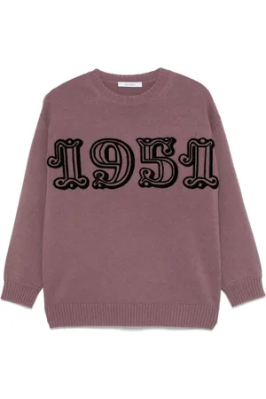 Max Mara Strik, Dame, Lilla, XS, Lilla sweater med flocket logo