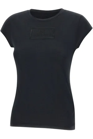 Elisabetta Franchi Top, Dame, Sort, M, Uld, Sort Modal Skjorte med Crew Neck
