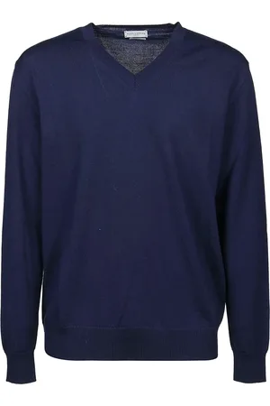 BALLANTYNE Strik, Herre, Blå, 2XL, Uld, V-hals strik