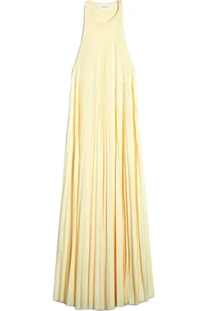 Sportmax Kjole, Dame, Gul, XS, Polyester, Gul Flared Kjole med Olympisk Halsudskæring