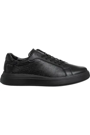 Calvin Klein Sko, Herre, Sort, 40 EU, Uld, Logo Mønster Snøresko Sneakers