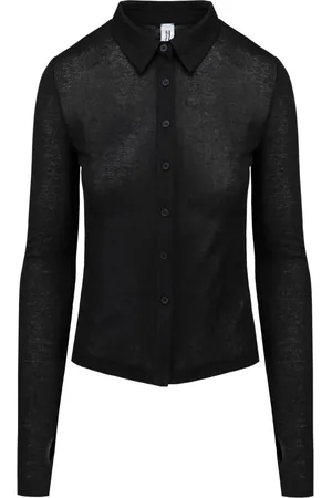 Bomboogie Bluser & Skjorter, Dame, Sort, XL, Slim Fit Tencel Jersey Skjorte
