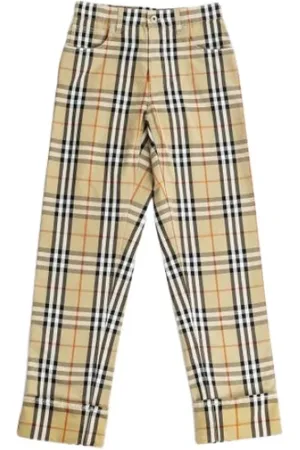 Burberry Bukser, Dame, , W32, Bomuld, Check Pattern Straight-Leg Bukser