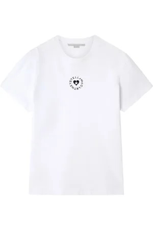 Stella McCartney Top, Dame, Hvid, XS, Uld, Logo Print Crew Neck T-shirt