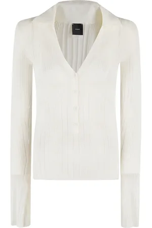 Pinko Strik, Dame, Hvid, S, Bomuld, Annapurna Polo Crepe Skjorte