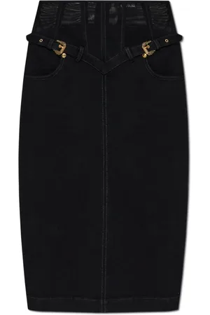 VERSACE Nederdel, Dame, Sort, W27, Denim, Denim nederdel med bagudskåret