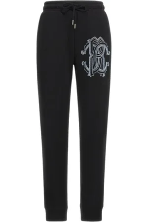 Roberto Cavalli Bukser, Dame, Sort, 2XL, Bomuld, Monogram RC Sporty Bukser Sort Kvinde
