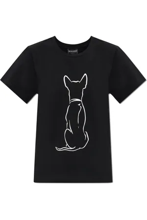 Emporio Armani Top, Dame, Sort, XS, Bomuld, We Love Dogs 27 Stretch-Jersey T-Shirt