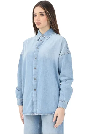 Diesel Bluser & Skjorter, Dame, Blå, S, Uld, Lyse denimskjorte med sænkede skuldre