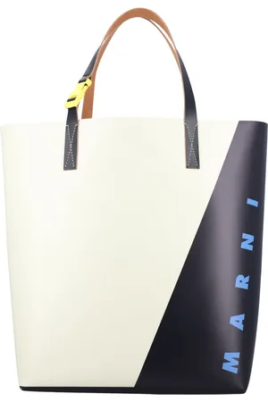 Marni Taske, Herre, , ONE SIZE, Læder, Logo-trykt tofarvet tote taske