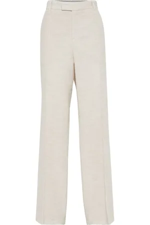Brunello Cucinelli Bukser, Dame, Hvid, XS, Wide Bukser