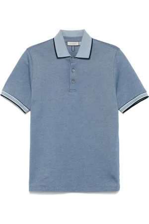CANALI Top, Herre, Blå, L, Bomuld, Kortærmet poloshirt