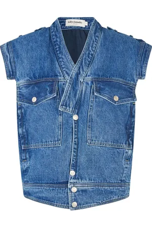Lollys Laundry Jakke, Dame, Blå, 2XL, Denim, Denim Vest med Asymmetrisk Design