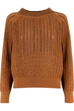 ERMANNO SCERVINO Strik, Dame, Brun, S, Bomuld, Crewneck Sweater