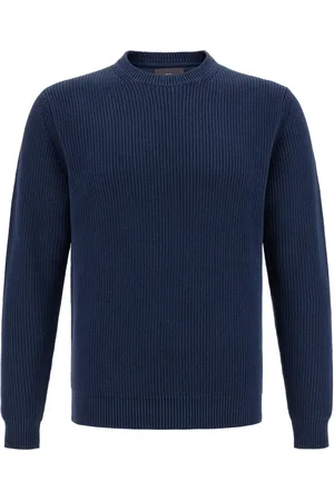 Boggi Milano Strik, Herre, Blå, L, Bomuld, Crew Neck Jumper