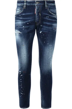 Dsquared2 Jeans, Herre, Blå, 2XL, Bomuld, Blå Jeans med Vasket Effekt