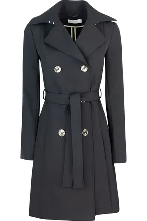 Patrizia Pepe Frakke, Dame, Sort, S, Bomuld, Sort Trenchcoat med Kontrastlogo