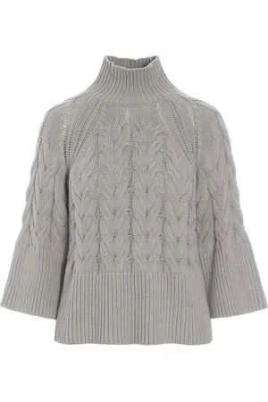 Bitte Kai Rand Strik, Dame, Grå, XL, Bomuld, Opal Grey Kabelstrikket Sweater