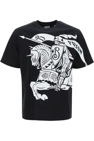 Burberry Top, Herre, Sort, M, Bomuld, Equestrian Knight Design Printet T-shirt