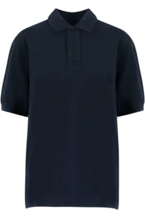 Isabel Marant Top, Herre, Blå, L, Broderet Polo Skjorte med Frontknapper