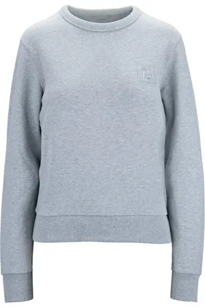 Burberry Sweathshirts & Hoodies, Dame, Grå, XL, Bomuld, Pullover Sweater med Broderet Logo