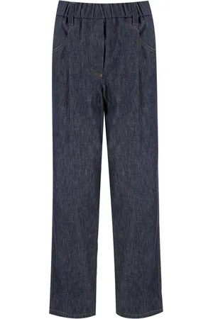Brunello Cucinelli Bukser, Dame, Blå, S, Denim, Klassiske denim-bukser med elastisk talje
