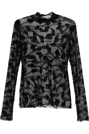 Norma Kamali Top, Dame, Sort, M, Tyl, Sort Gennemsigtig Crew Neck Top