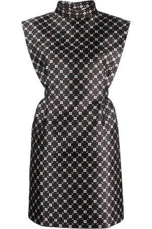 Lanvin Kjole, Dame, Sort, S, Satin, Blomstret Minikjole i Satin