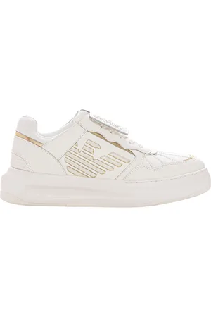 Emporio Armani Sko, Dame, Hvid, 40 EU, Læder, Læder Sneaker med Sidelogo