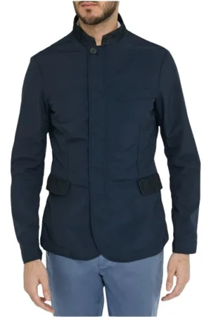 Emporio Armani Jakke, Herre, Blå, L, Bomuld, Vandafvisende let jakke